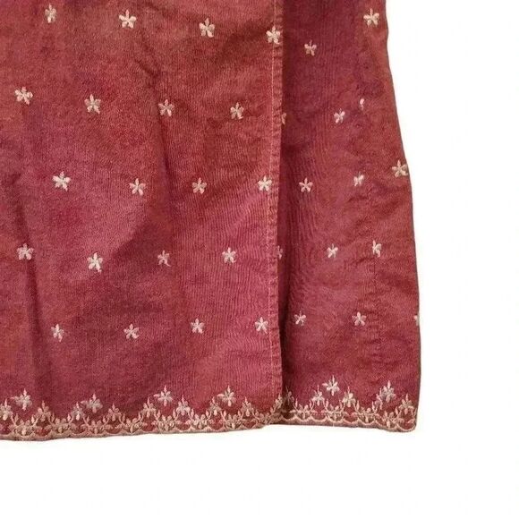 High Sierra Women's Heather Red Cotton White Embroidered Mini Wrap Skirt - Picture 6 of 10